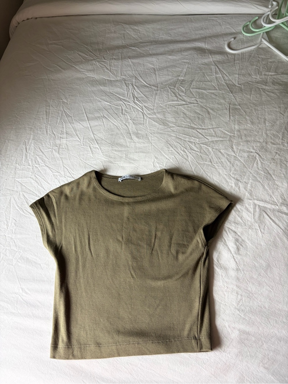 Zara Olive Green Short Sleeve Crop Top